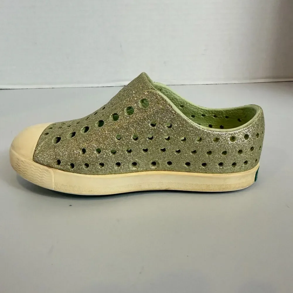 Native Jefferson Little Kids Green Glitter Slip On Shoes Size C 8